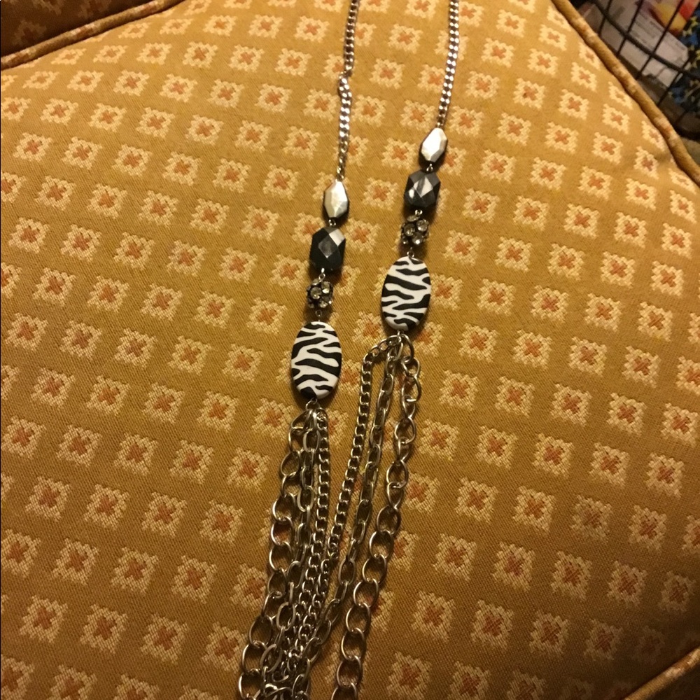 Long Zebra print Necklace